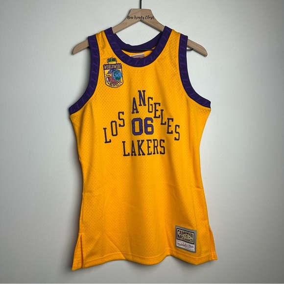Men's Gold Los Angeles Lakers Hardwood Classics My Towns Bodega Jersey - Picture 1 of 10